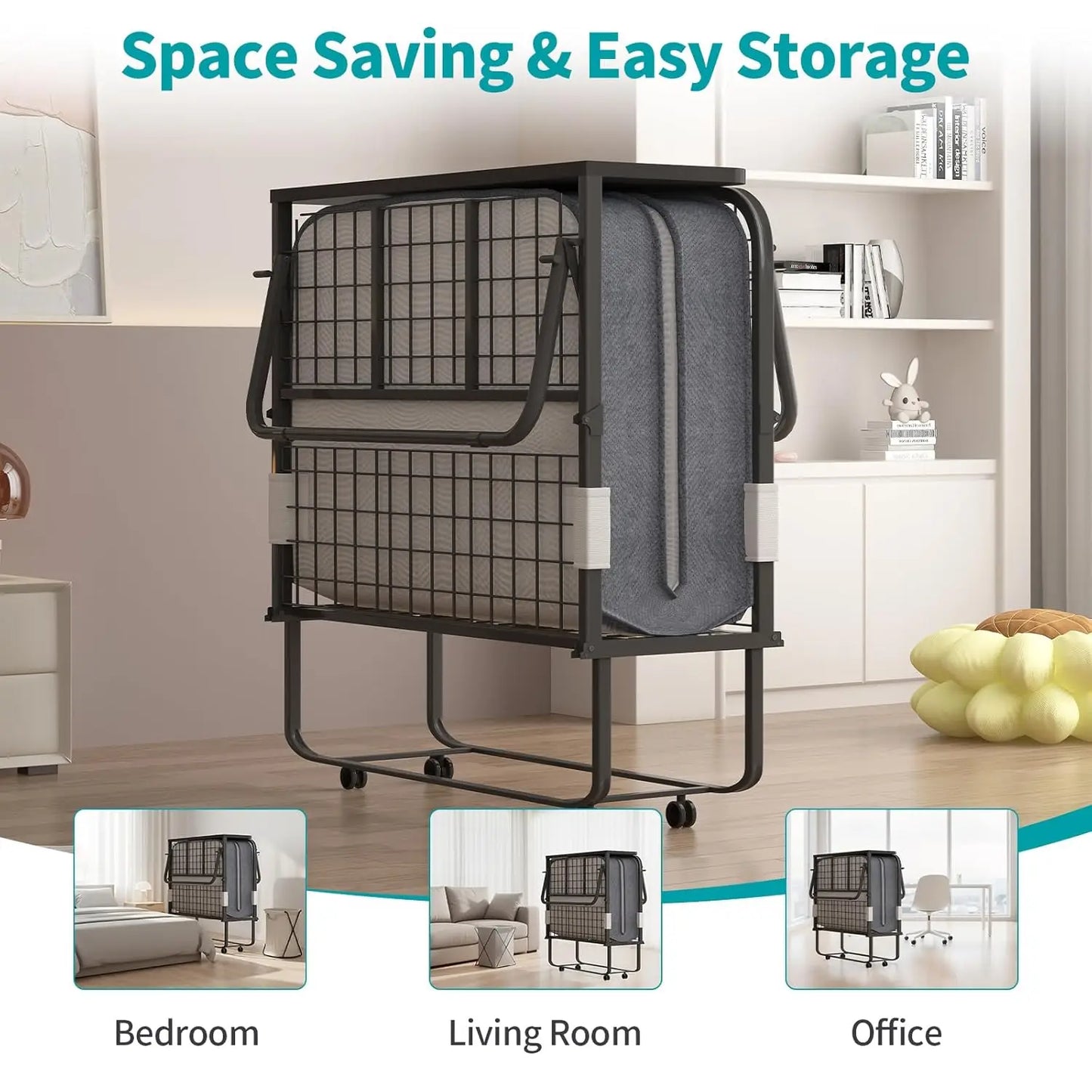 Adult Rollaway Bed with Mattress and Dustproof Storage Bag