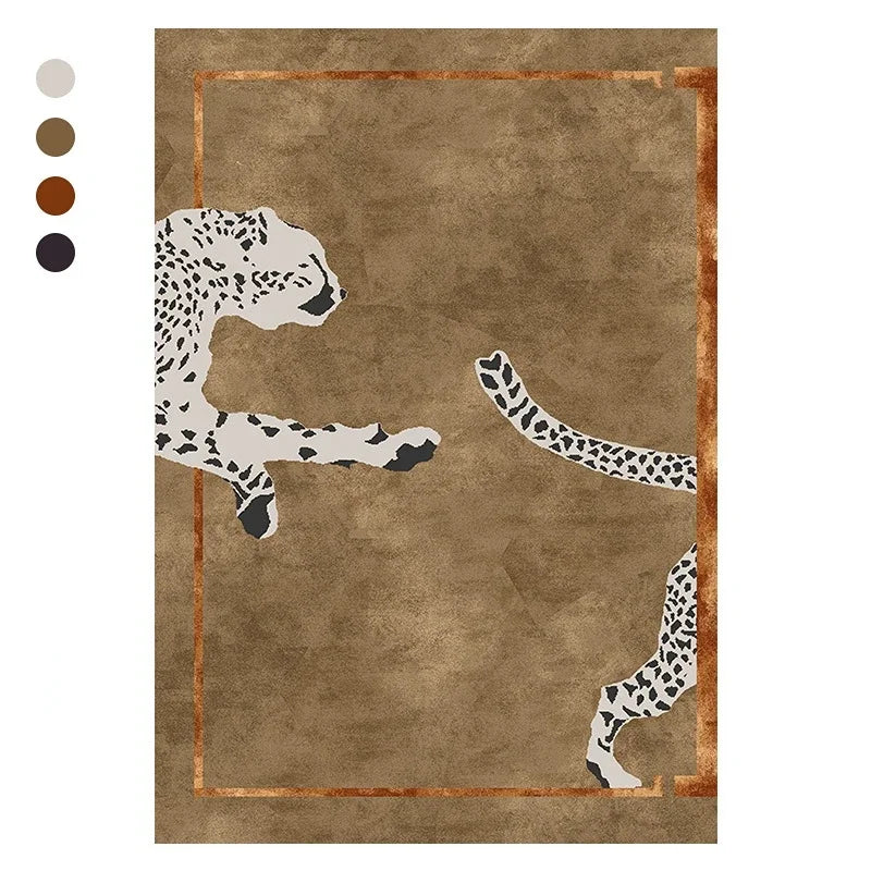 None Light Luxury Leopard Print Rug For Bedroom Living Room