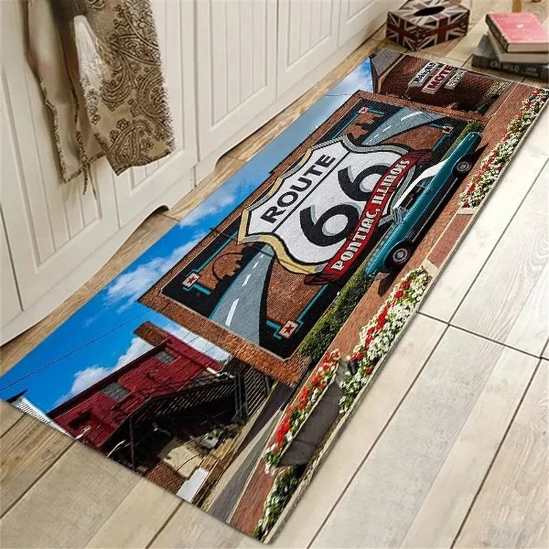 Route 66 Design Doormat Non Slip Entrance Mat For Home