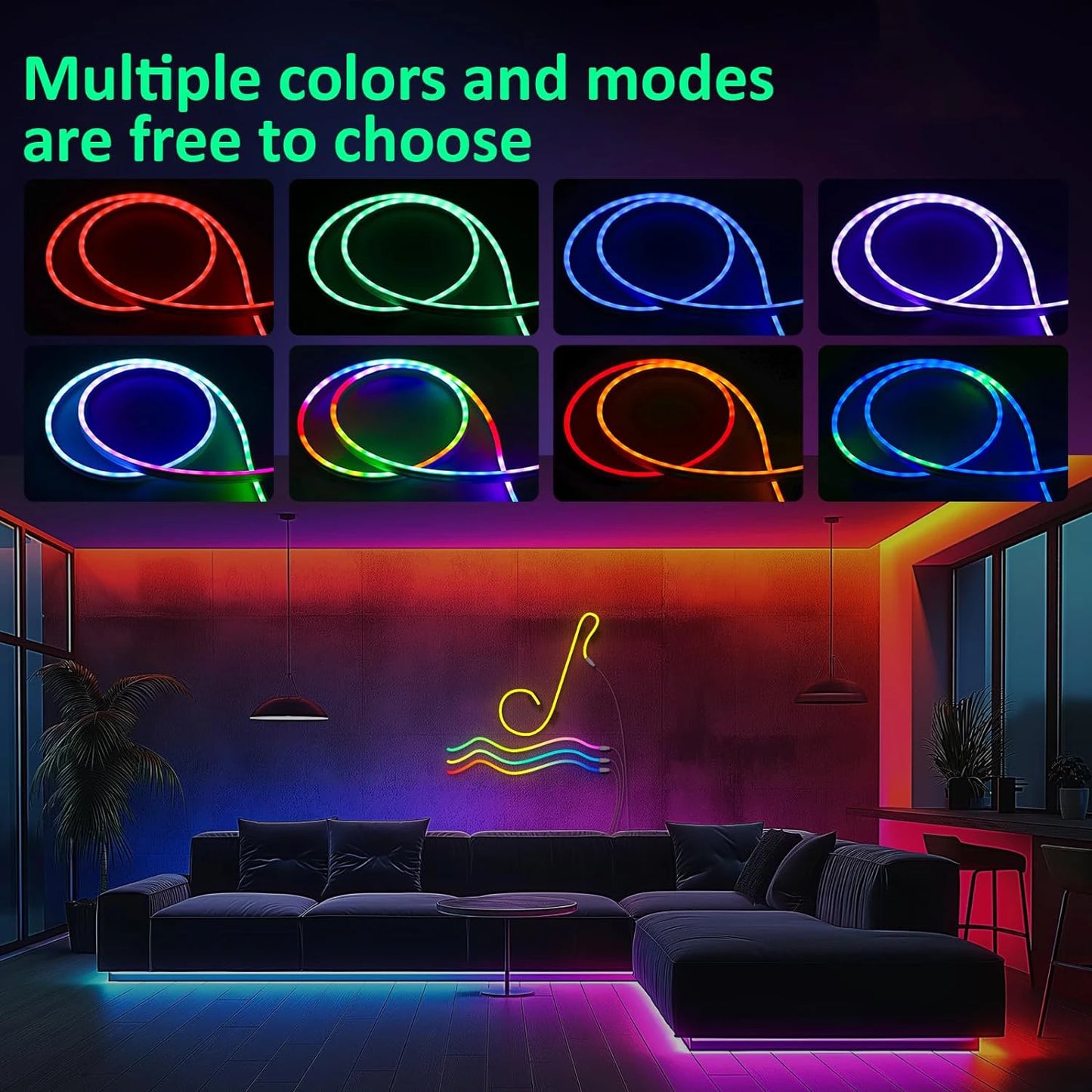 Aiopp Neon LED Rope Lights RGB Strip With Remote Control