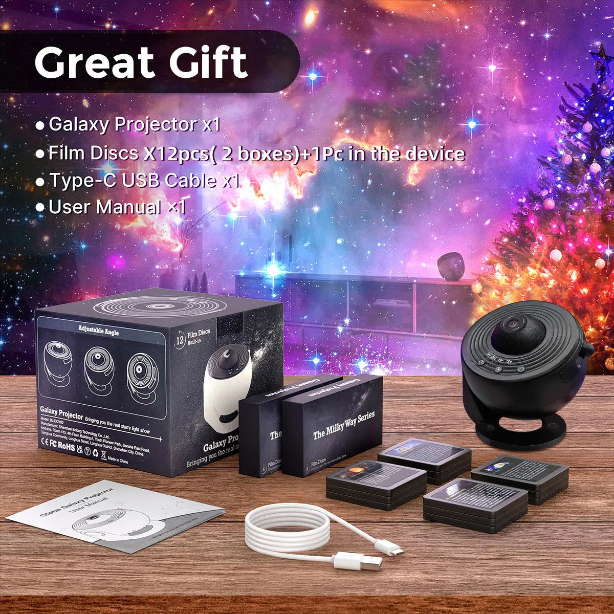Mexllex Galaxy Ultral Star Projector With 13 Film Discs