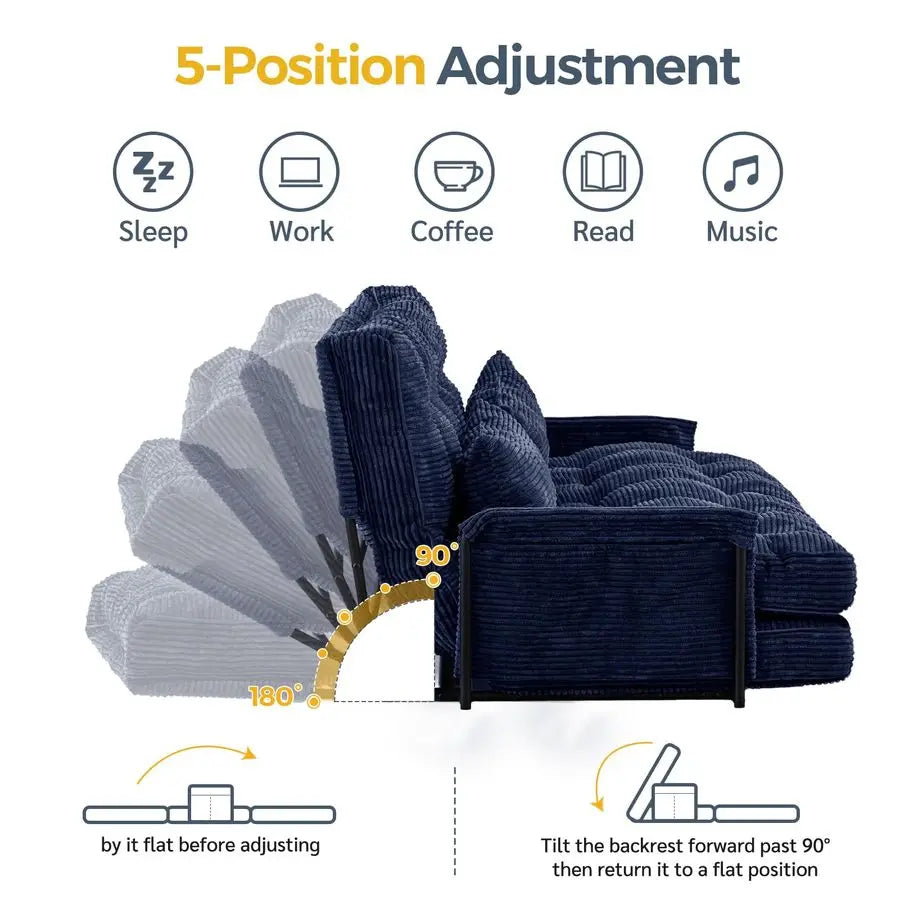 XMSJ Adjustable Floor Sofa Couch With Pillows And Armrest