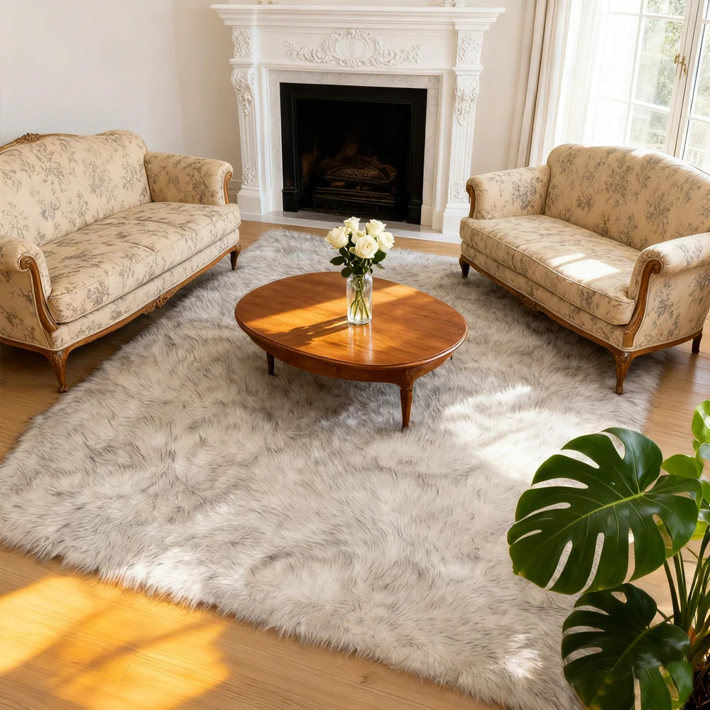 Polyester Faux Fur Shag Rug For Living Room