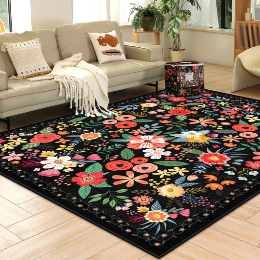 Shunmaii Boho Washable Non Slip Area Rug For Living Room