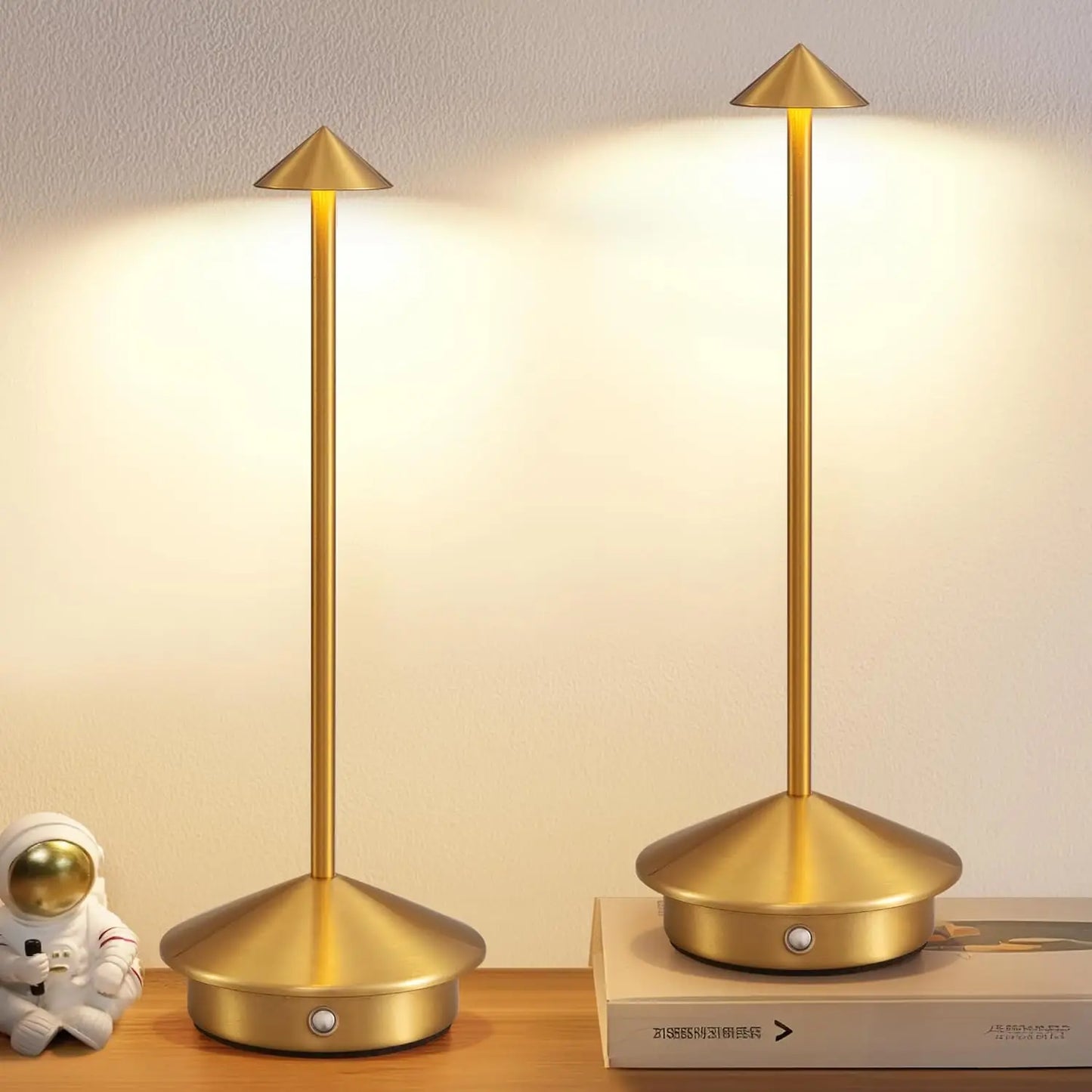 Set of 2 Cordless LED Table Lamps Rechargeable