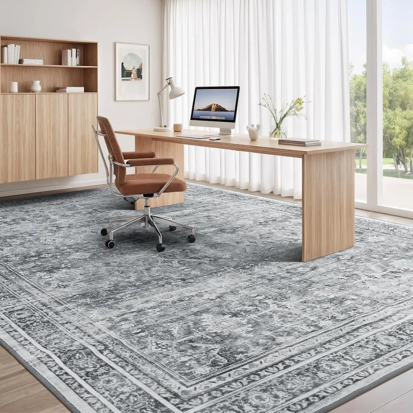 Washable Area Rug With Non Slip Backing For Living Room