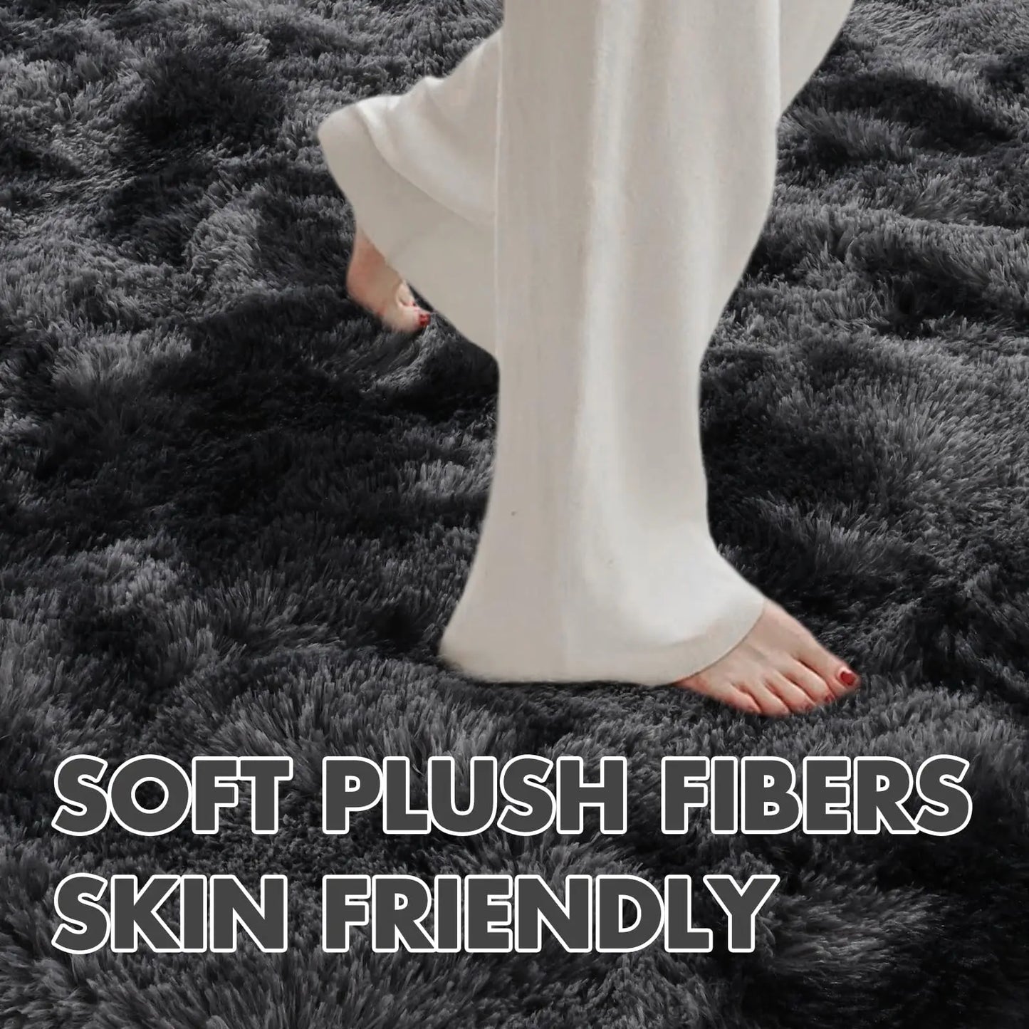 MZXM Tie Dyed Ultra Soft Shag Rug Fluffy Indoor Rug