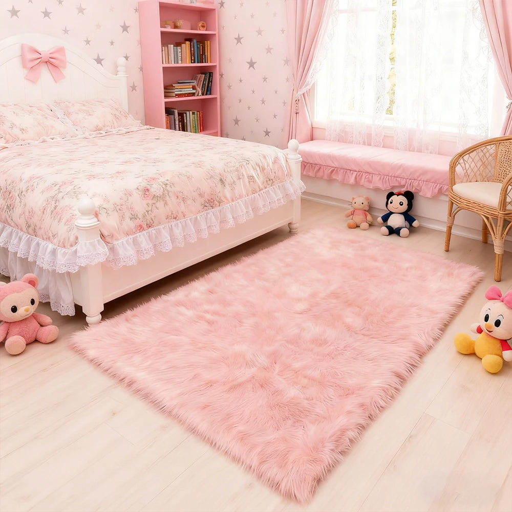 Polyester Faux Fur Shag Rug For Living Room