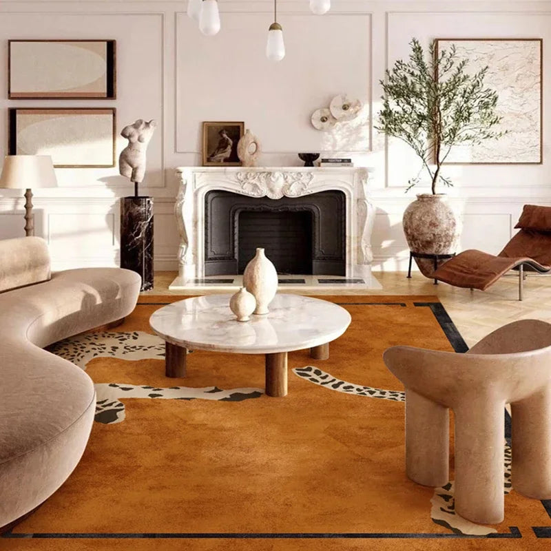 None Light Luxury Leopard Print Rug For Bedroom Living Room