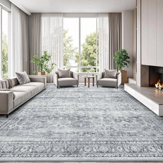 Washable Area Rug With Non Slip Backing For Living Room