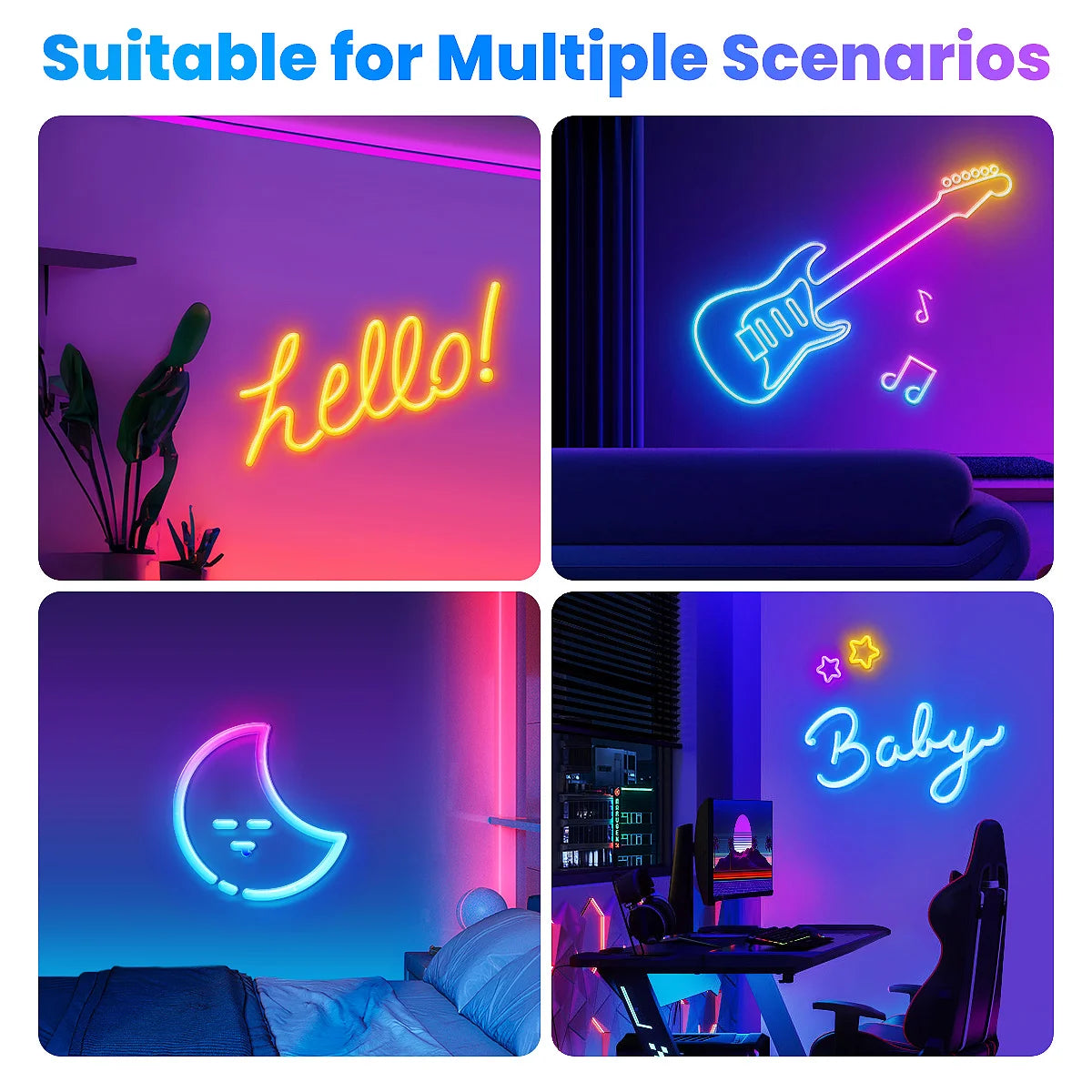 Aiopp Neon LED Rope Lights RGB Strip With Remote Control