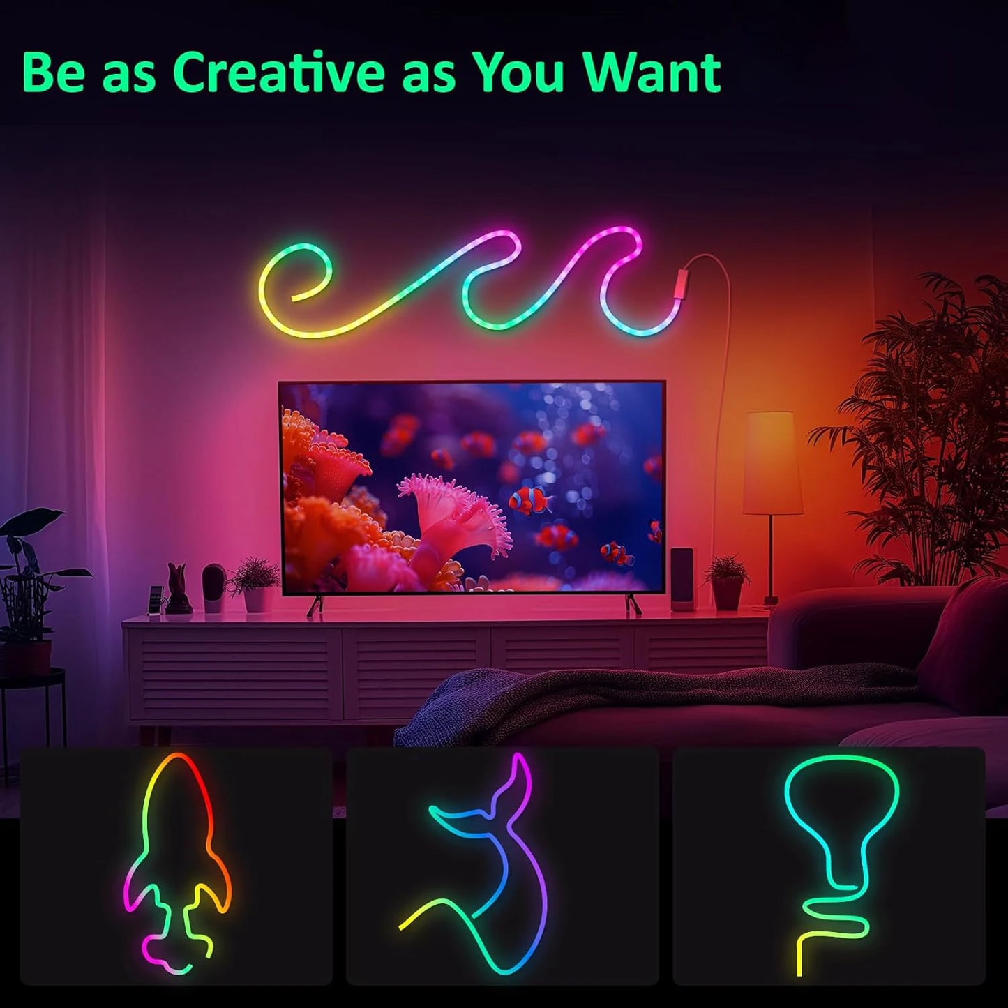 Aiopp Neon LED Rope Lights RGB Strip With Remote Control