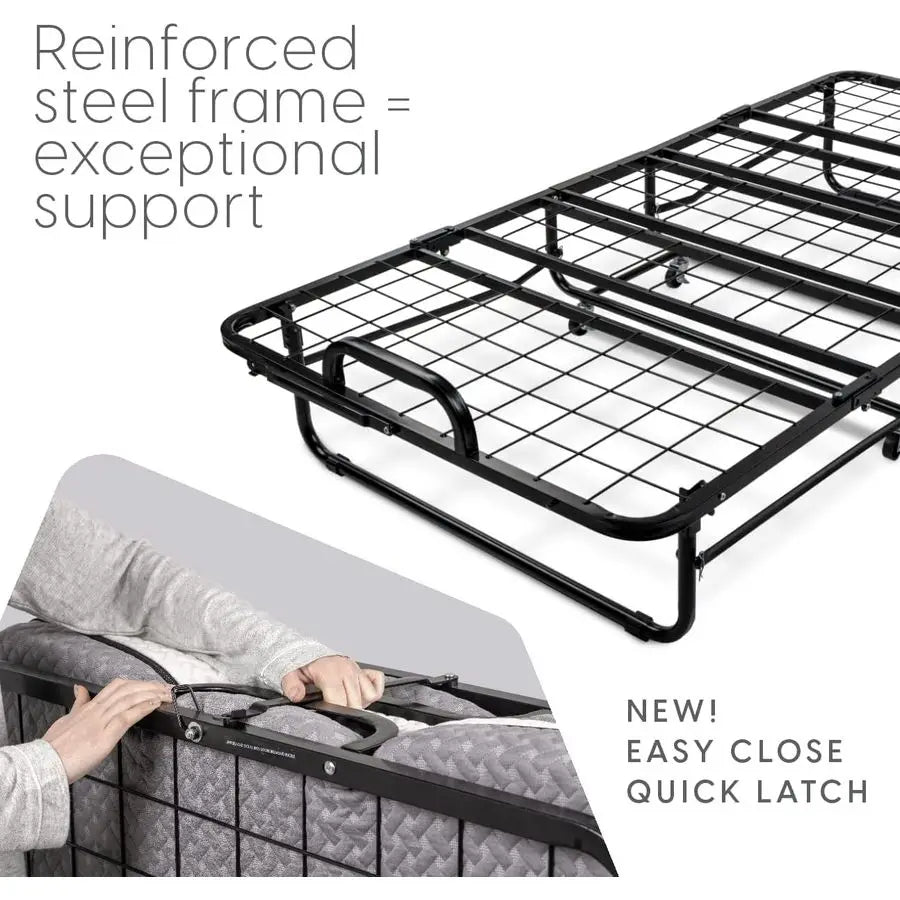 XMSJ Deluxe Diplomat Folding Bed With Memory Foam Mattress