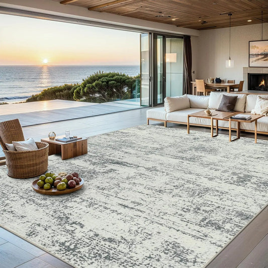 Washable Striped Abstract Area Rug Non Slip Indoor Carpet For Living Room