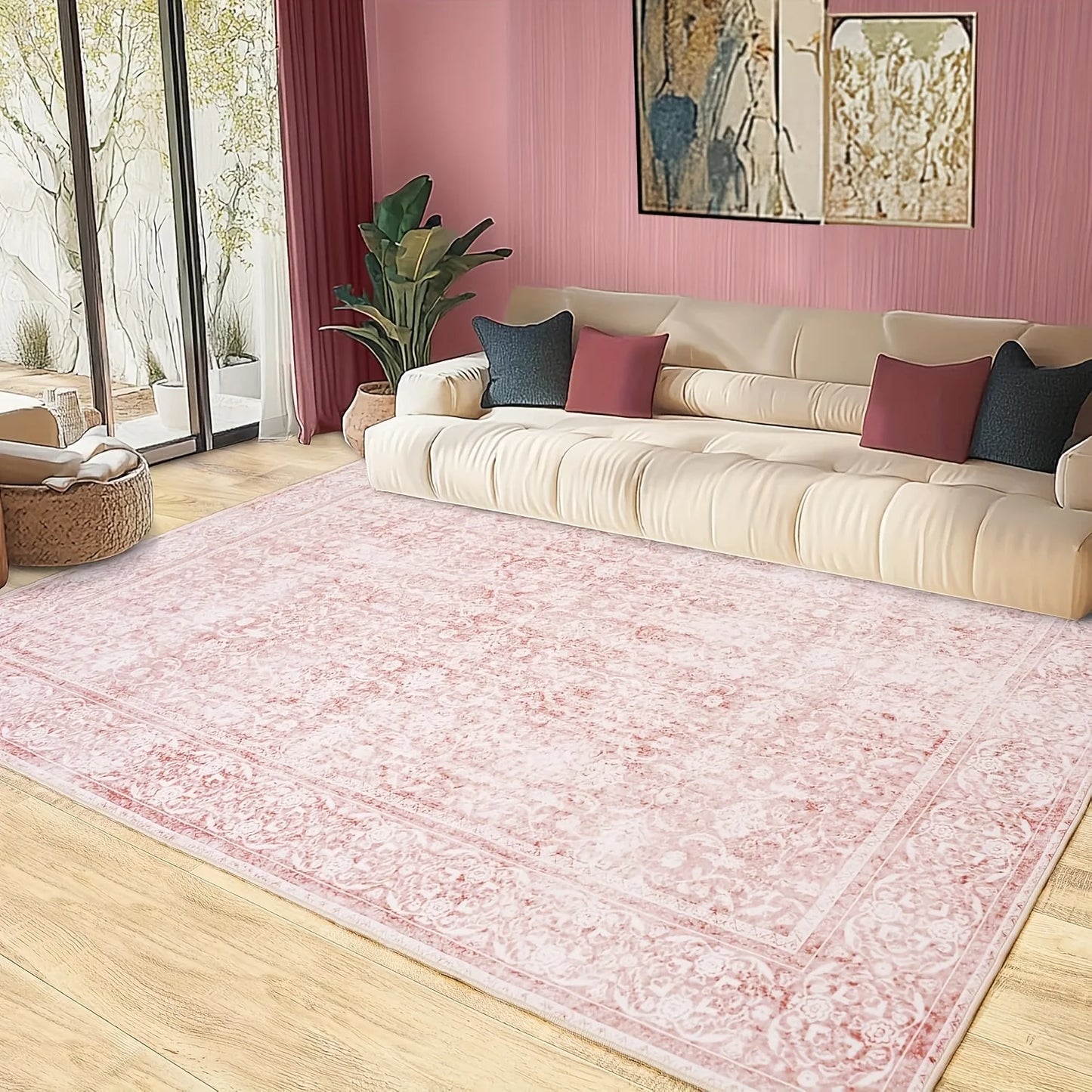 NONEDesign Floral Living Room Rug Modern Machine Made