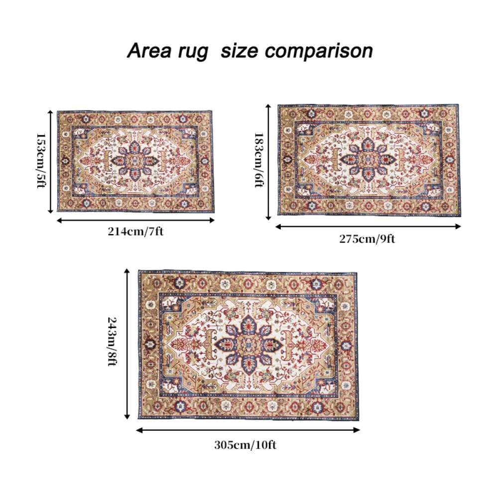Vintage Bohemia Area Rug Non Slip Washable Persian Floral Print
