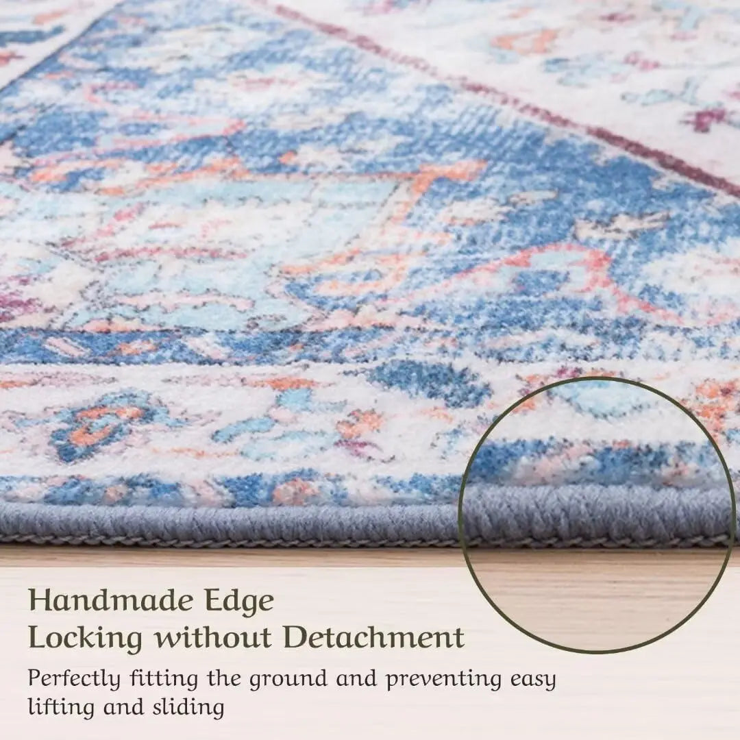 Vintage Floral Chenille Area Rug Stain-Resistant Non-Slip