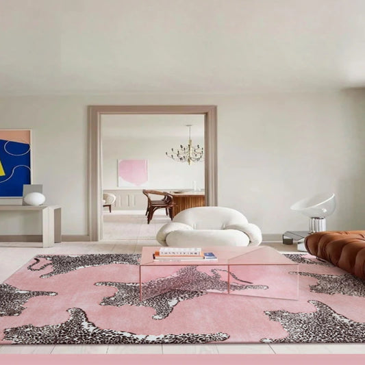 None Light Luxury Leopard Print Rug For Bedroom Living Room