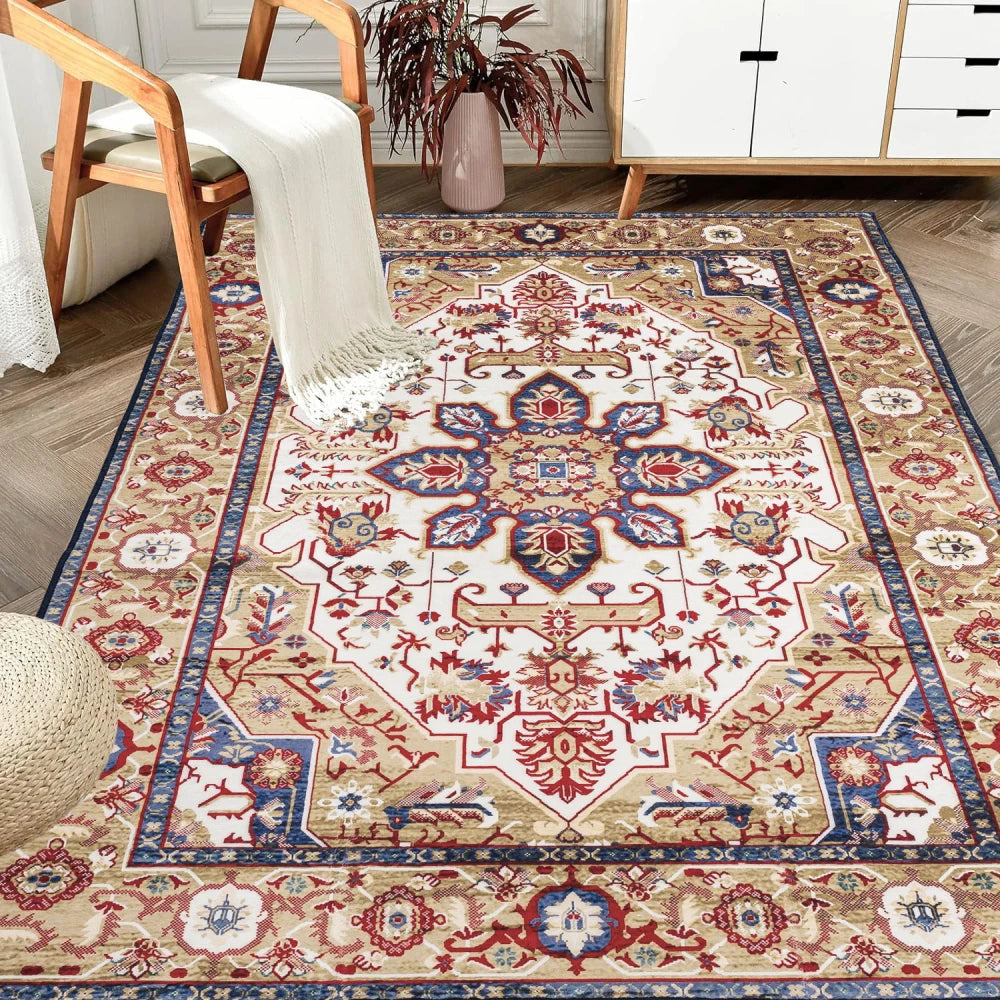Vintage Bohemia Area Rug Non Slip Washable Persian Floral Print