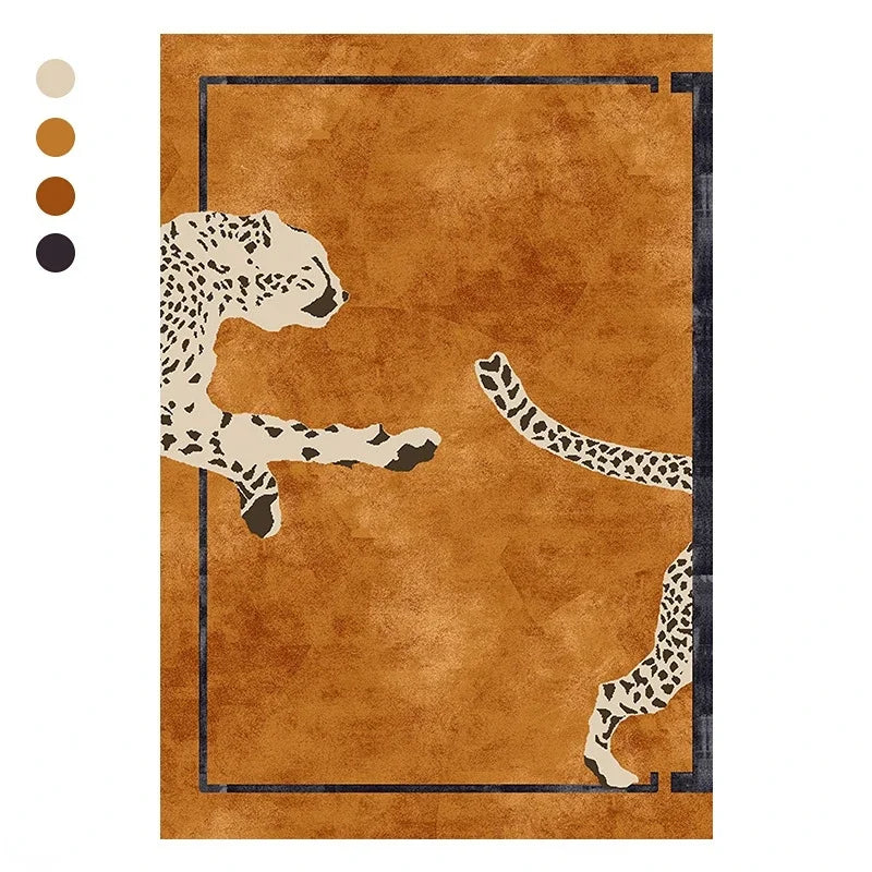 None Light Luxury Leopard Print Rug For Bedroom Living Room