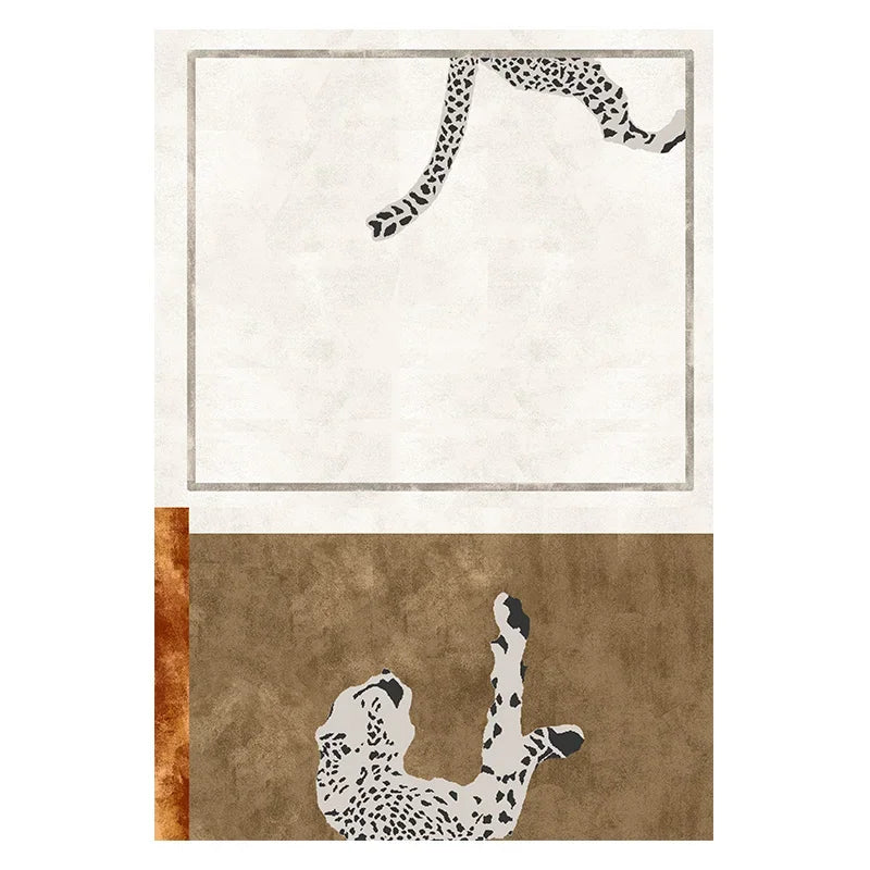 None Light Luxury Leopard Print Rug For Bedroom Living Room