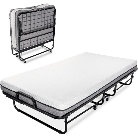 XMSJ Deluxe Diplomat Folding Bed With Memory Foam Mattress