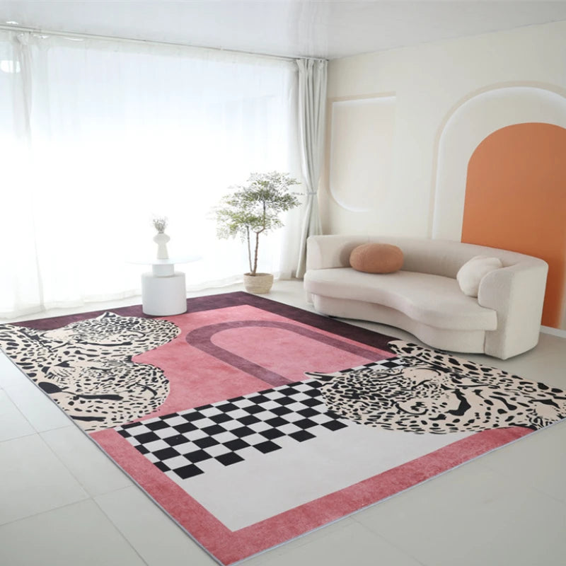 None Light Luxury Leopard Print Rug For Bedroom Living Room