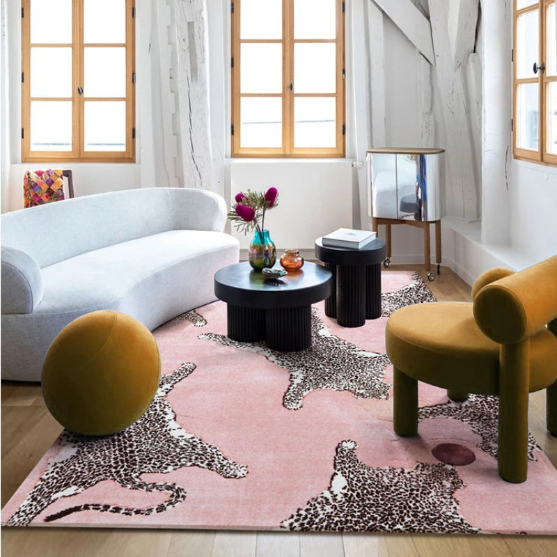 None Light Luxury Leopard Print Rug For Bedroom Living Room