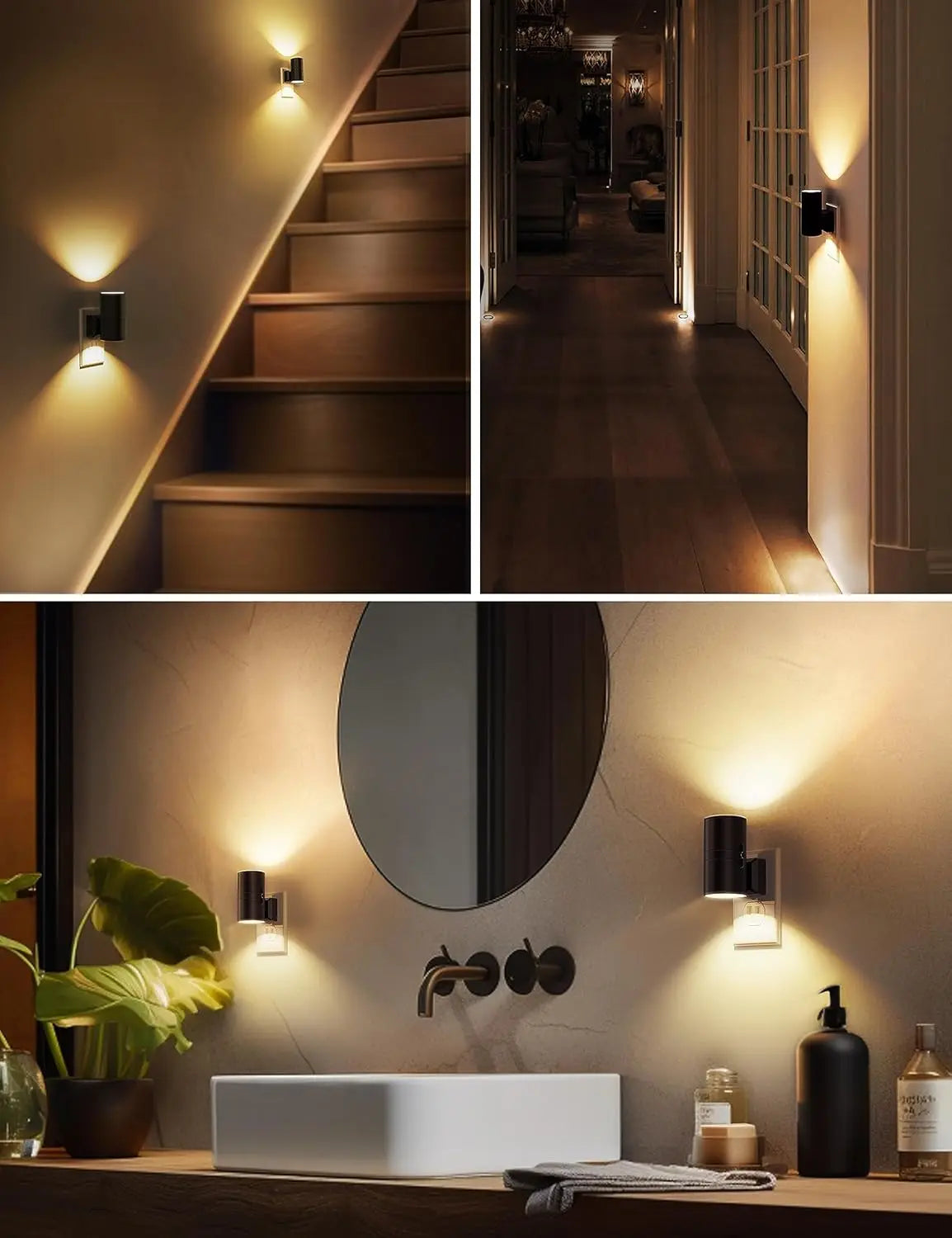 4 Pack Dimmable LED Night Light Plug In With Light Sensor 3000K