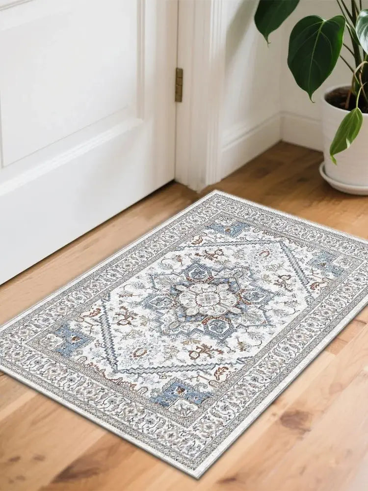 Soft Boho Vintage Area Rug Machine Washable Polyester Living Room