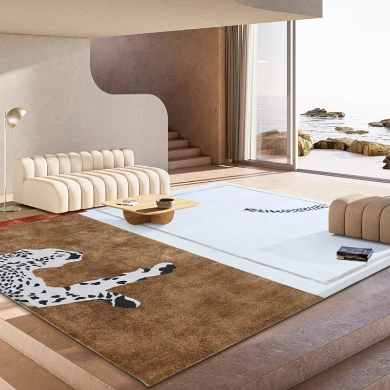 None Light Luxury Leopard Print Rug For Bedroom Living Room