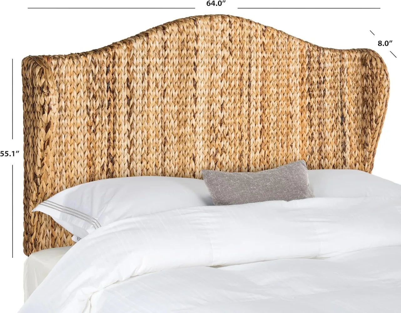 Winged Headboard Banana Leaf Wood for Bedroom Decor