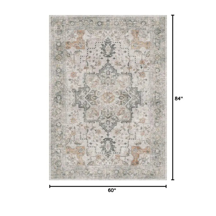 Non-Slip Vintage Chenille Area Rug Low Pile Machine Washable