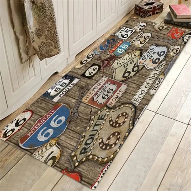 Route 66 Design Doormat Non Slip Entrance Mat For Home