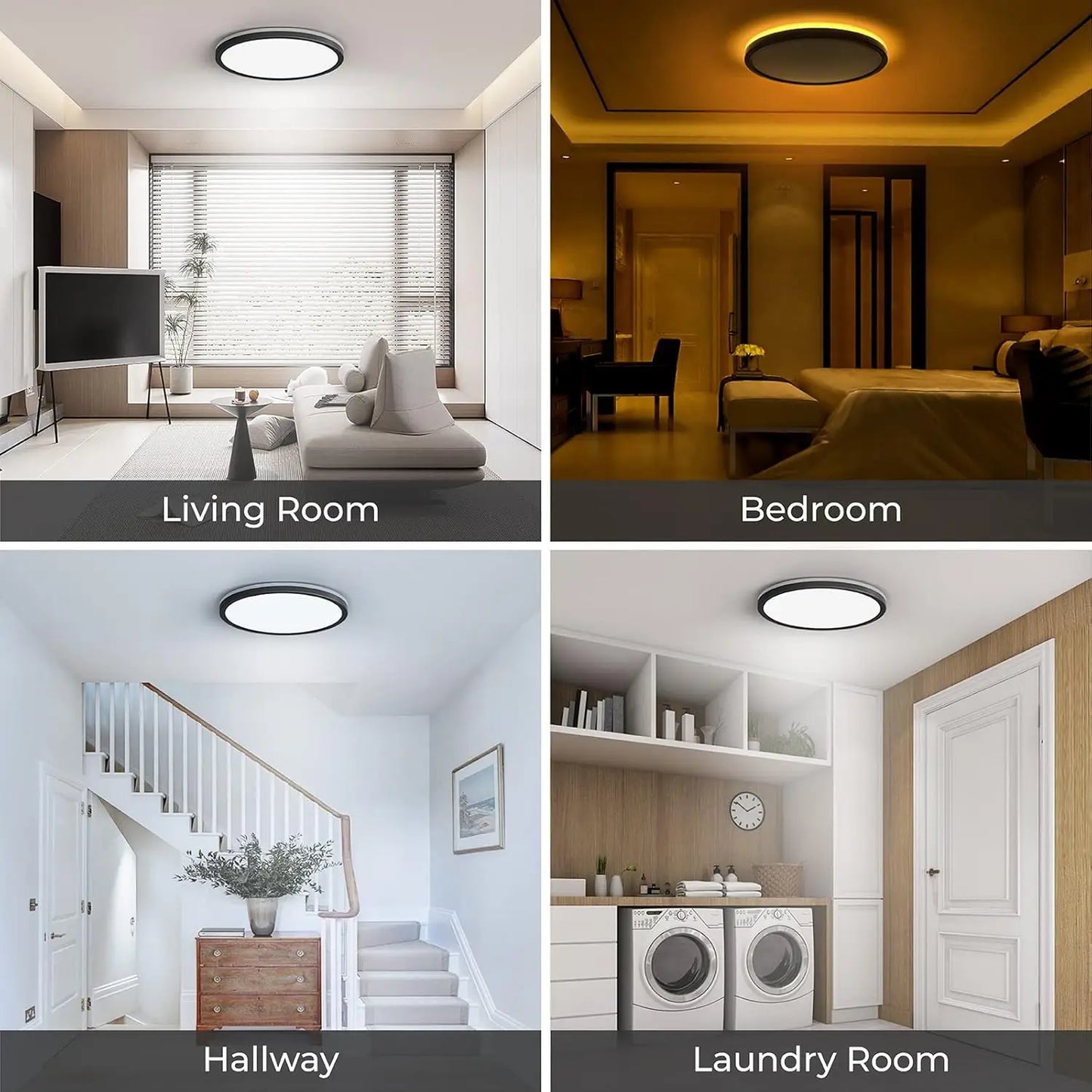 LED Ceiling Light 2 Pack With Night Light Dimmable 3000K 4000K 5000K