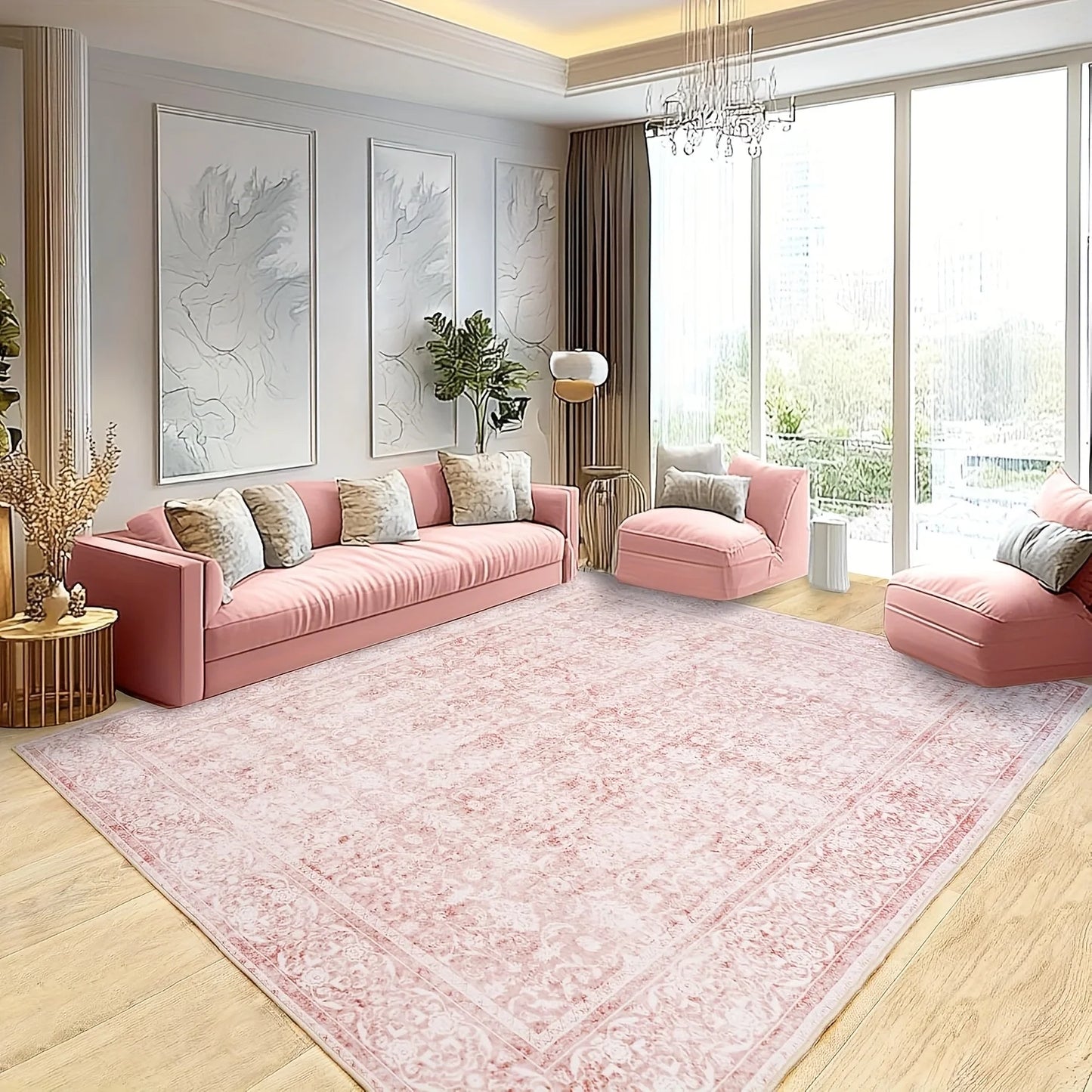 NONEDesign Floral Living Room Rug Modern Machine Made
