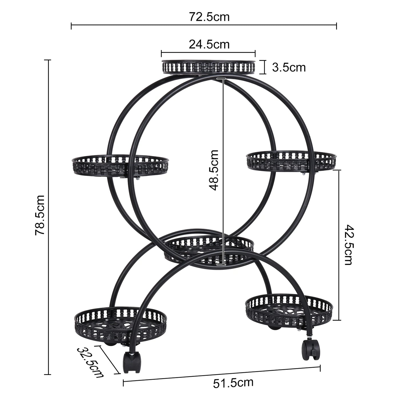 Six-Tier Plant Stand With Six Pots And Wheels