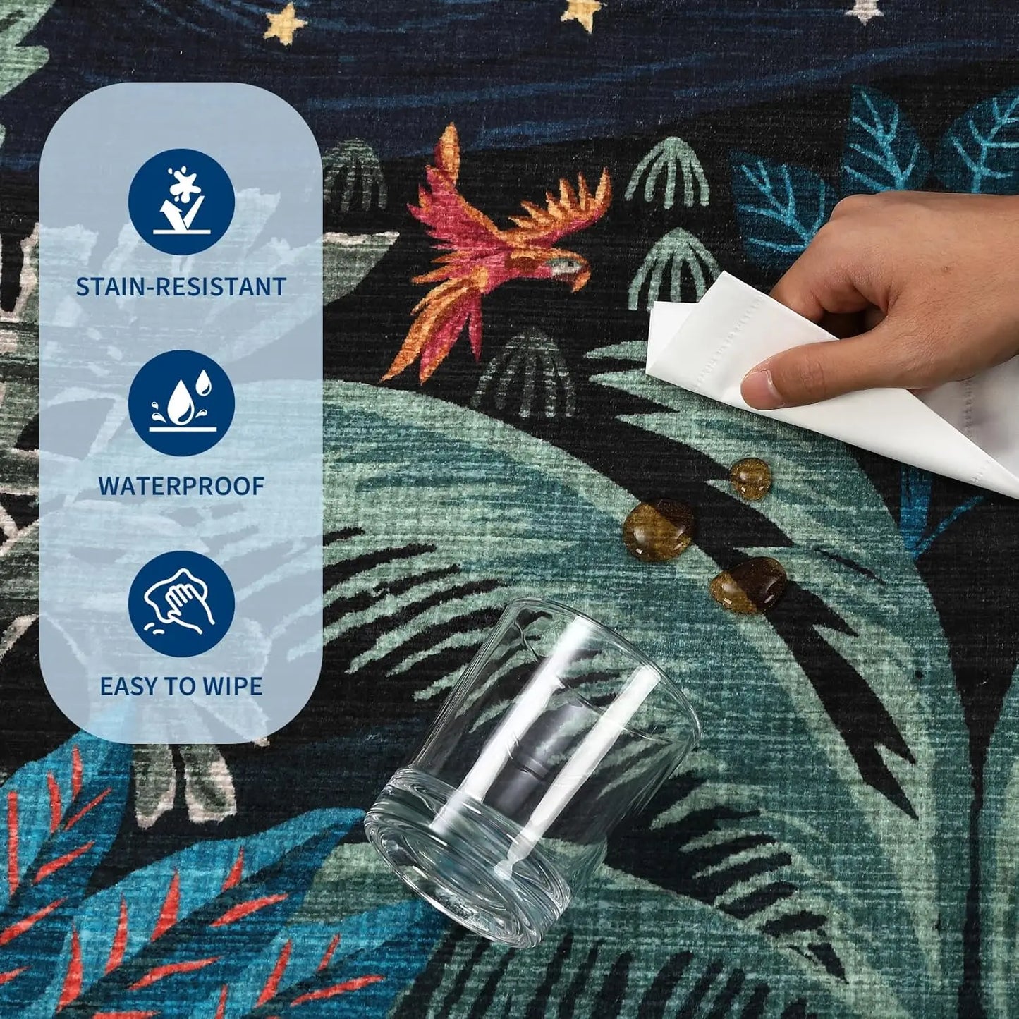 Jungle Themed Washable Non Slip Area Rug For Living Room