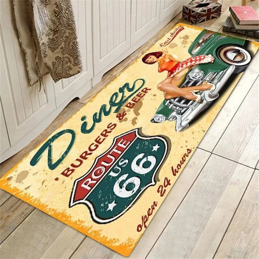 Route 66 Design Doormat Non Slip Entrance Mat For Home