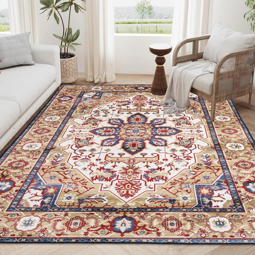 Vintage Bohemia Area Rug Non Slip Washable Persian Floral Print