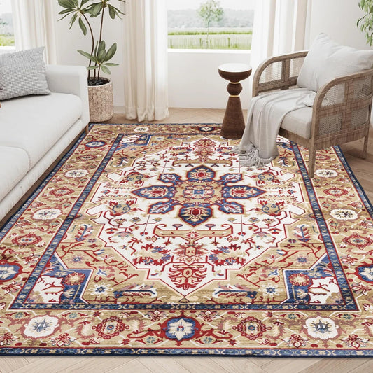 Vintage Bohemia Area Rug Non Slip Washable Persian Floral Print