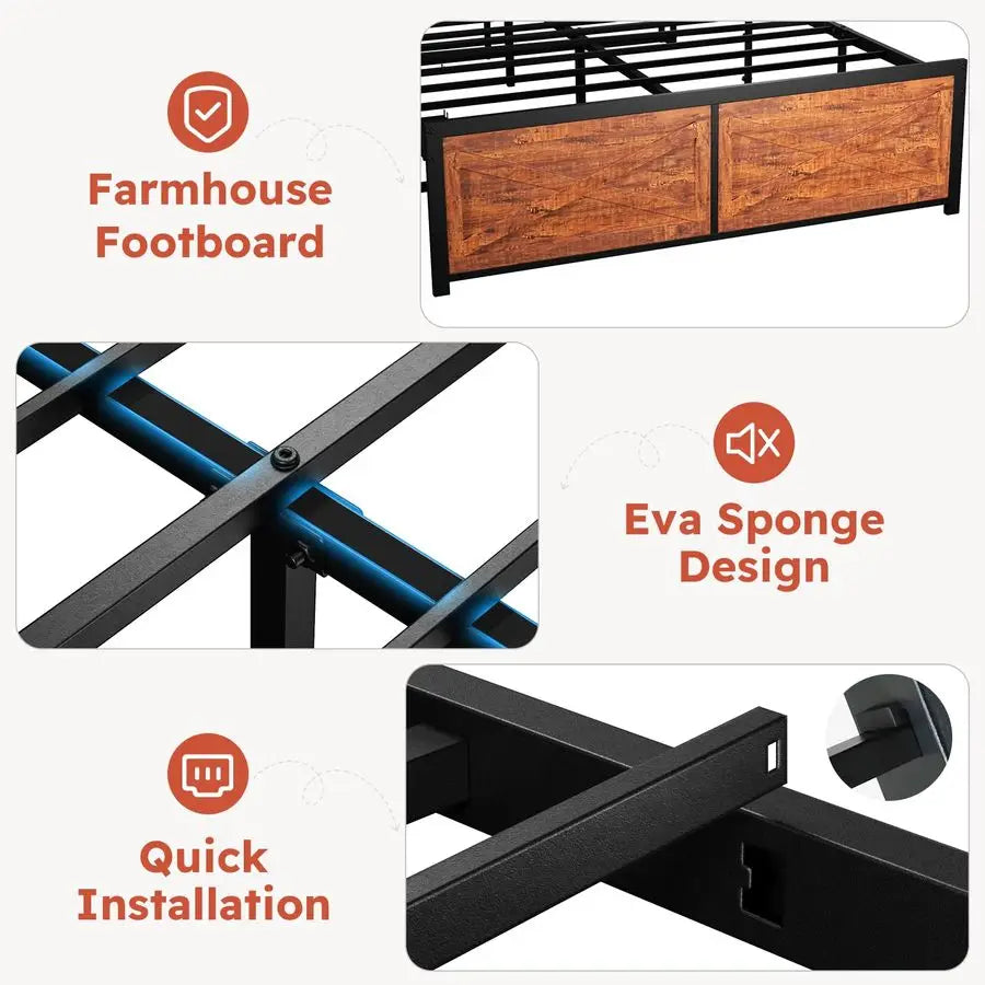 XMSJ Bed Frame With 12 Storage Drawers LED Headboard And USB Charging