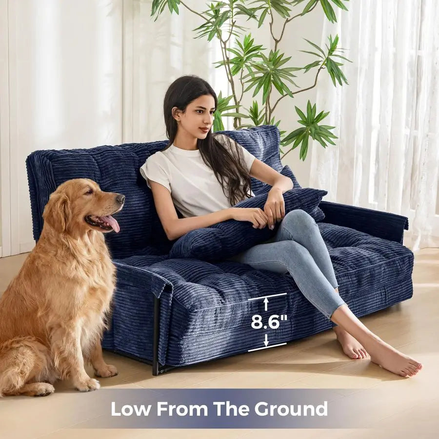 XMSJ Adjustable Floor Sofa Couch With Pillows And Armrest