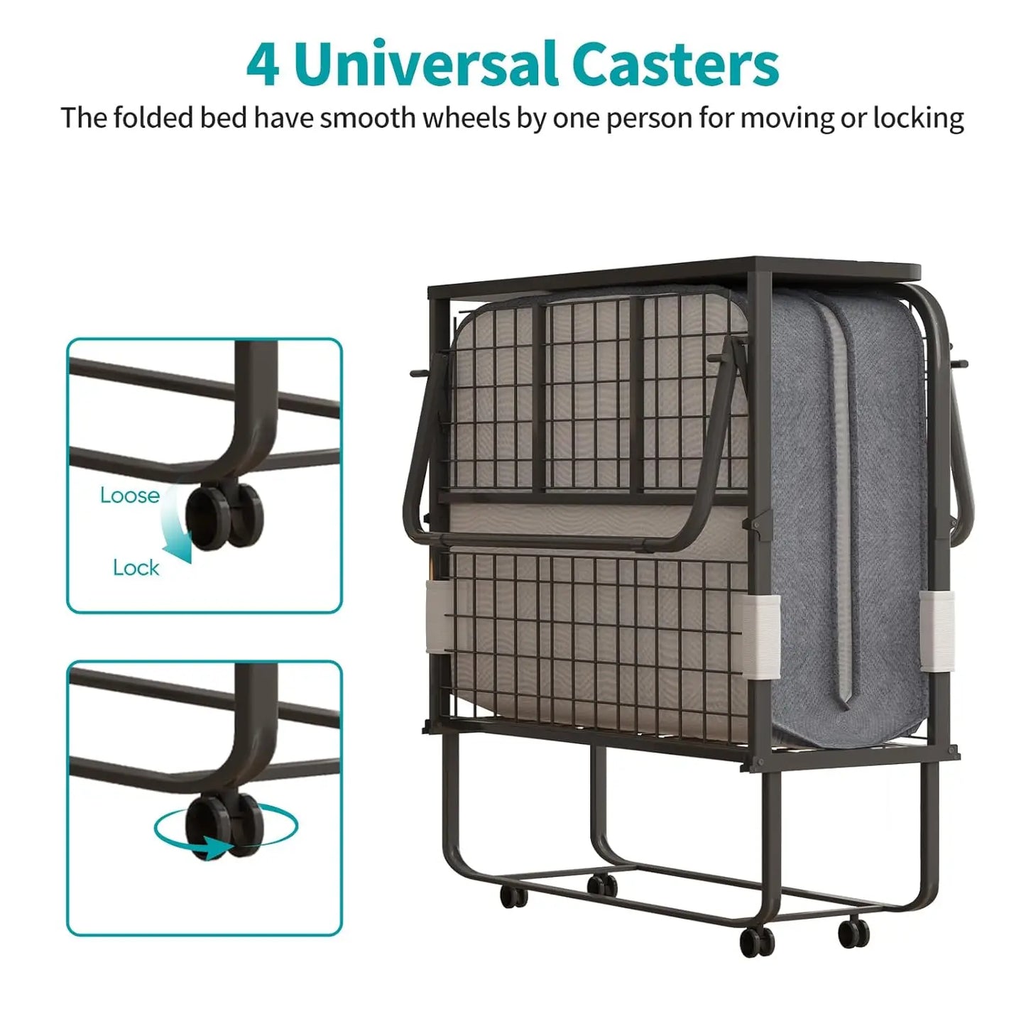 Adult Rollaway Bed with Mattress and Dustproof Storage Bag