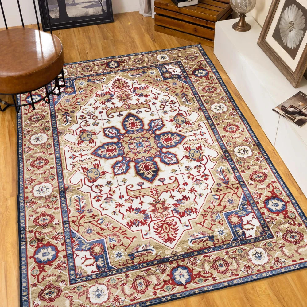 Vintage Bohemia Area Rug Non Slip Washable Persian Floral Print