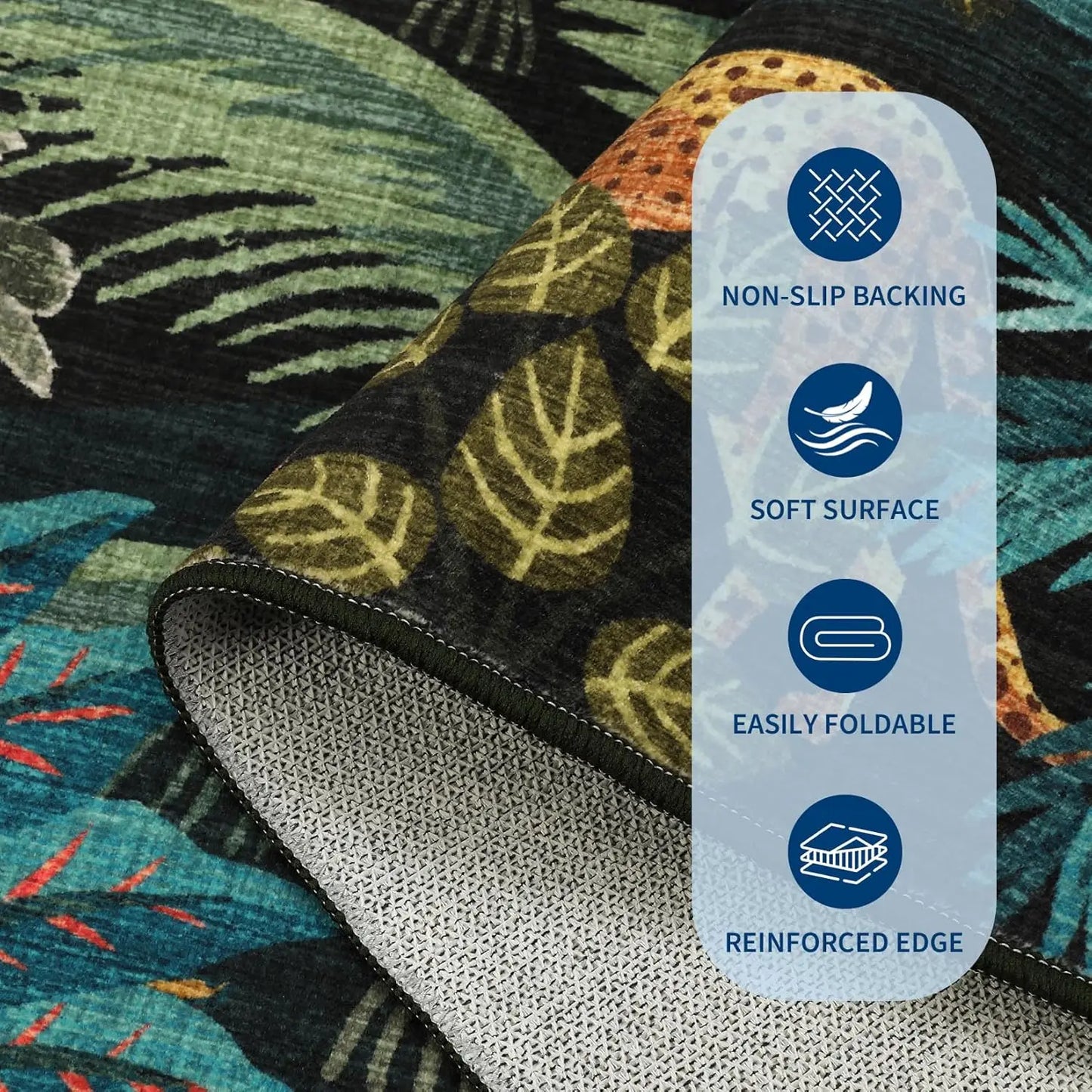Jungle Themed Washable Non Slip Area Rug For Living Room