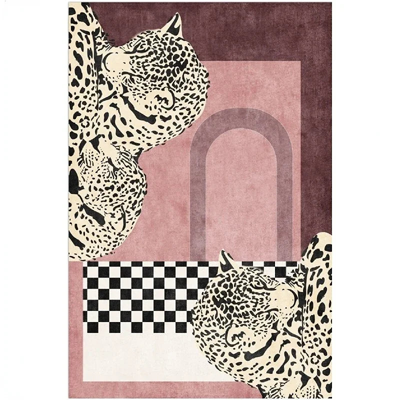 None Light Luxury Leopard Print Rug For Bedroom Living Room
