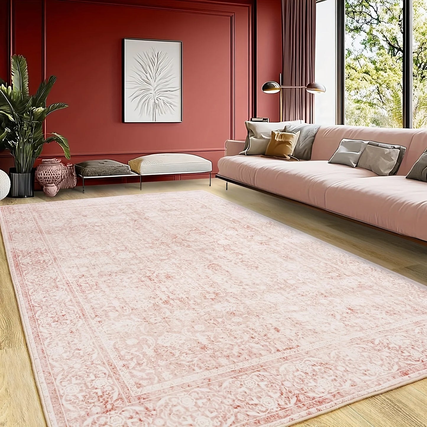 NONEDesign Floral Living Room Rug Modern Machine Made