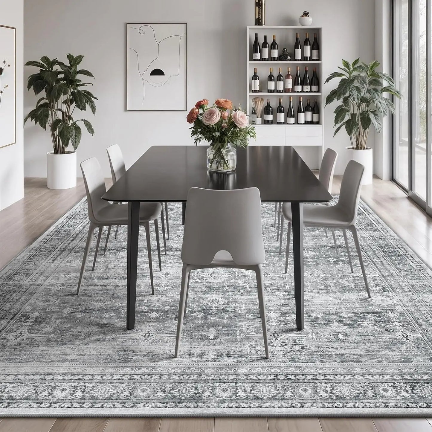 Washable Area Rug With Non Slip Backing For Living Room