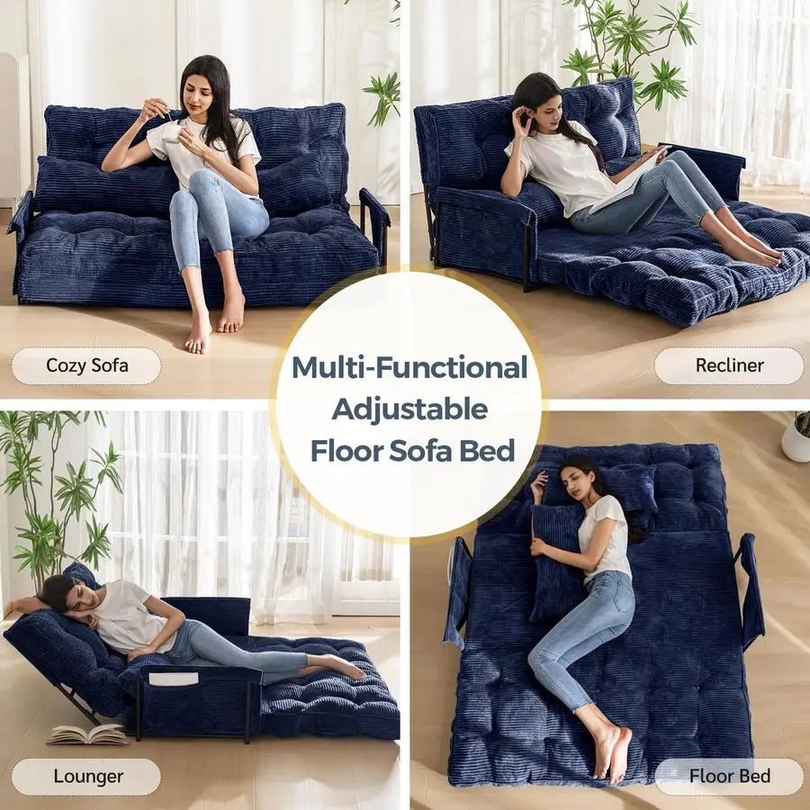 XMSJ Adjustable Floor Sofa Couch With Pillows And Armrest